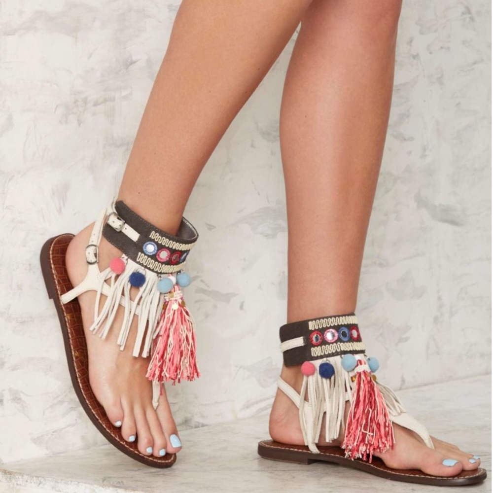 Sam Edelman White Gere Leather Sandals NWOB